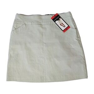 NWT Mario Serrani Ladies Medium Tummy Control Skort Front Pockets Green Striped